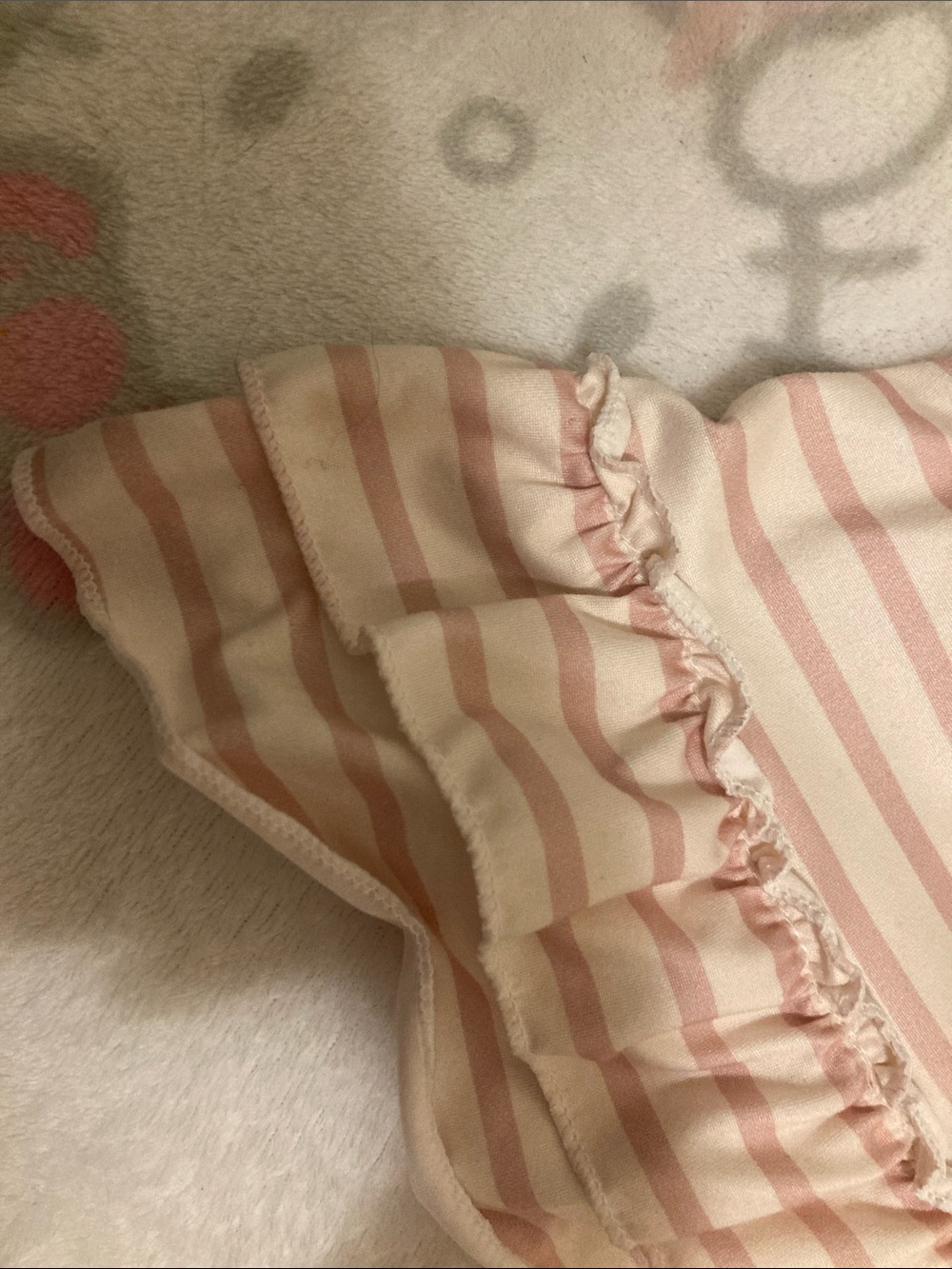 Striped Pink & White Tank Top with Ruffle Hem - Picture 3 of 5